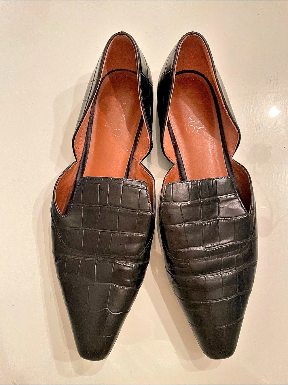 Franco Sarto Pointed Toe Loafers Black US 8.5 Leather